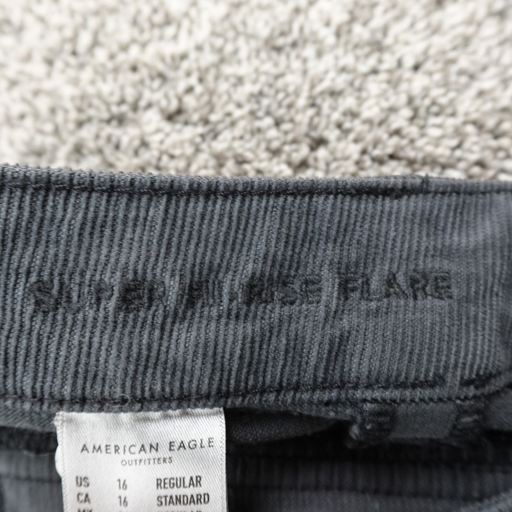 NEW American Eagle Jeans Womens 16 Blue Gray Corduroy Hi Rise Flare Flex Stretch - Picture 9 of 14